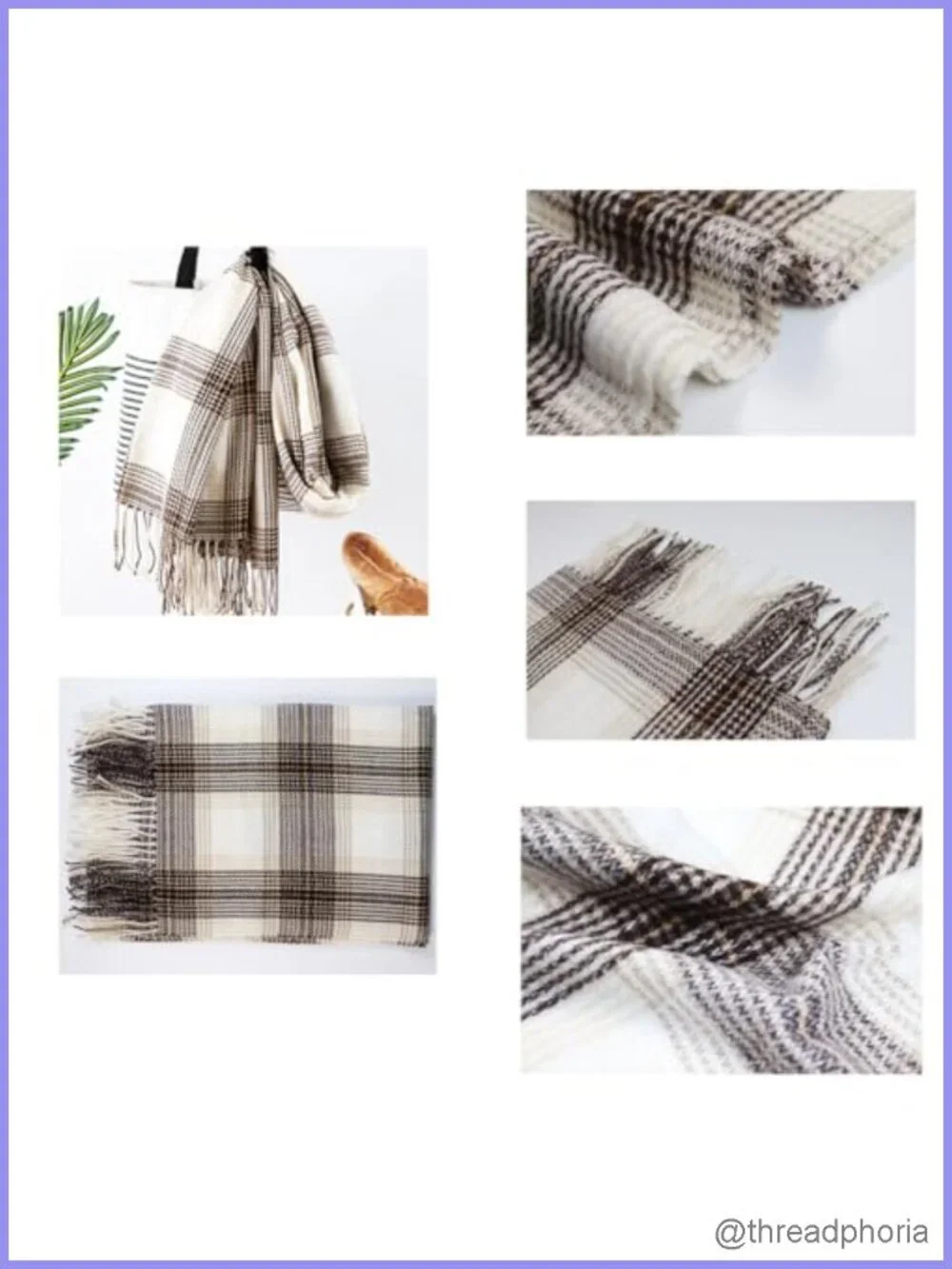 Women's Large Plaid Winter Scarf Wrap Shawl 100% Polyester Warm Blanket Scarf
